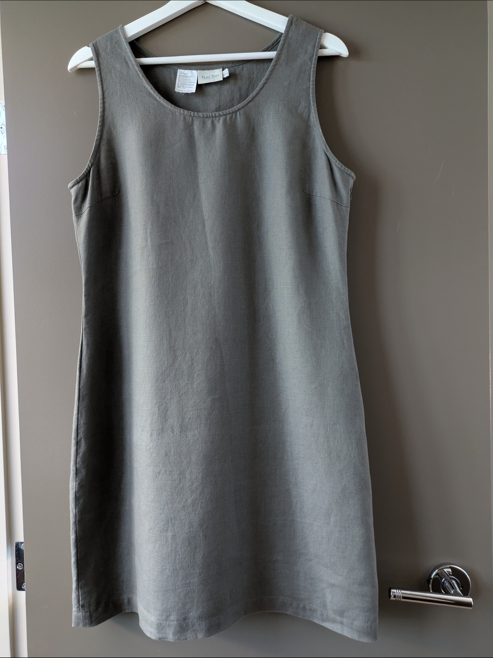 Sleeveless Gray Linen Mini Dress